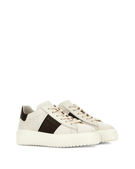 Hogan White H-Stripes Sneakers for men