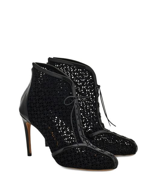 Ferragamo Black Macramé Ankle Boot