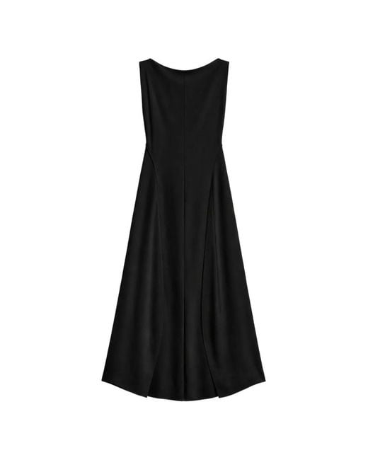 Theory Black Draped Midi Dress