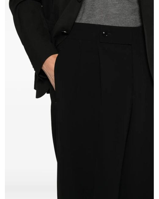 Giorgio Armani Black Pleated Wide-Leg Trousers for men