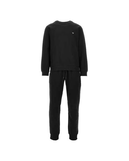 EA7 Black Logo-Print Tracksuit for men