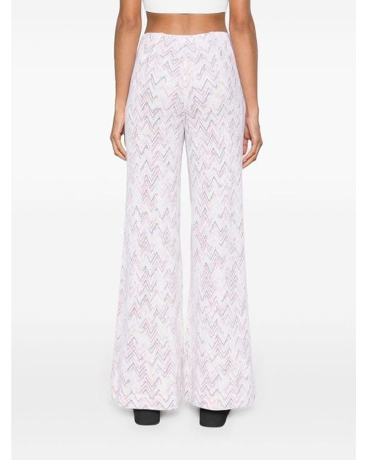 Missoni Pink Zigzag-woven Wide-leg Trousers