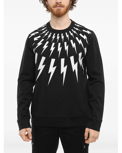 Neil Barrett Black Fair-Isle Thunderbolt Sweatshirt for men