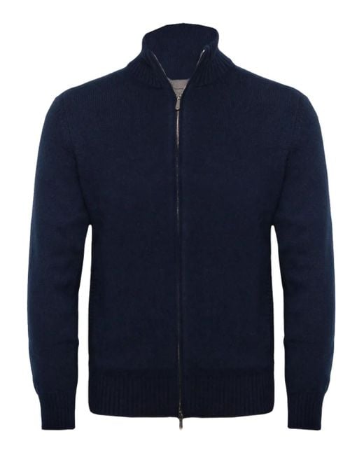 Drumohr Blue Cashmere Cardigan for men