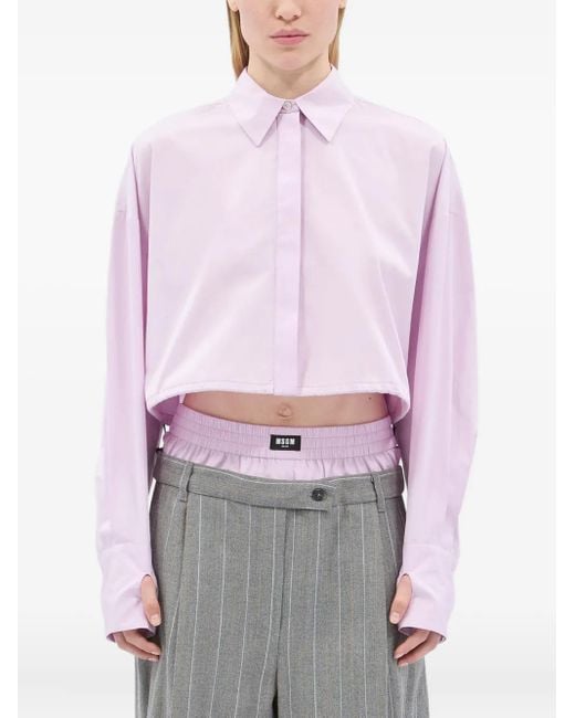 MSGM Pink Buttoned Cropped Shirt