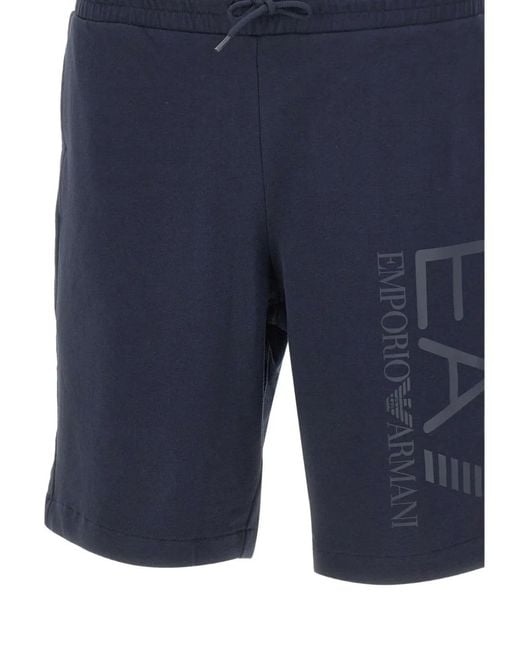EA7 Blue Core Identity Logo Drawstring Shorts for men