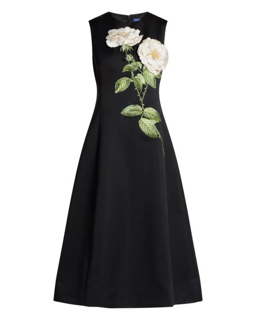 LEO LIN Black Cleo Flower-Embellished Sleeveless Dress