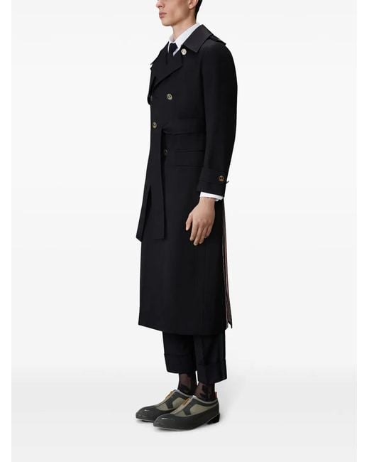 Thom Browne Black Double-Breasted Trench Coat for men