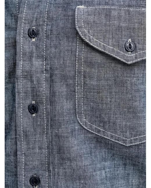 Benetton Blue Chest-Pockets Buttoned Shirt for men