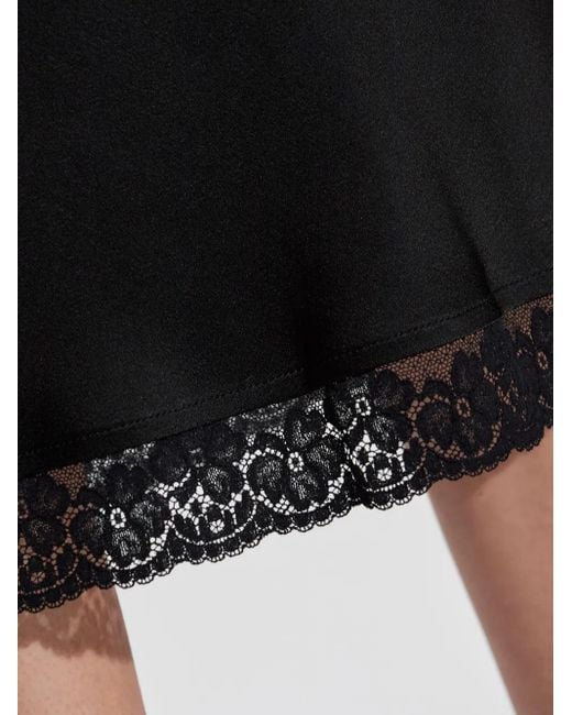 Victoria Beckham Black Lace-Trimmed Pencil Skirt