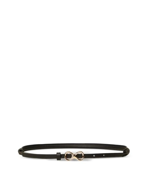 Twinset White Leather Belt With Logo Buckle