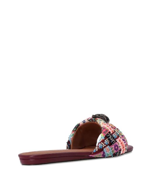 Kurt Geiger Pink Kensington Woven-Strap Flat Sandals