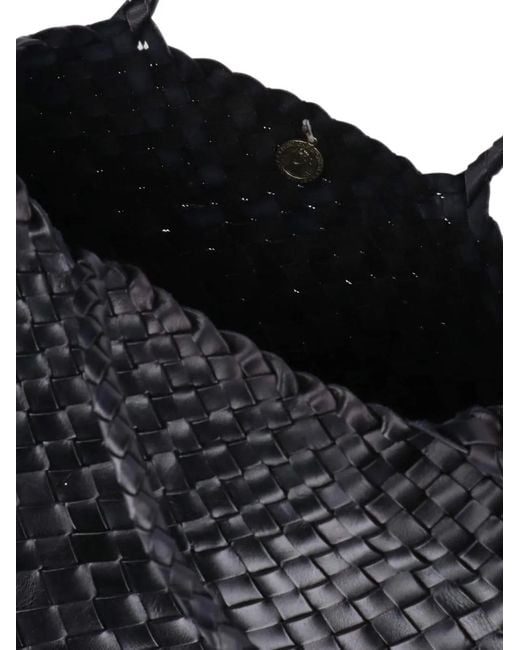Dragon Diffusion Black Large Santa Croce Woven Leather Tote Bag