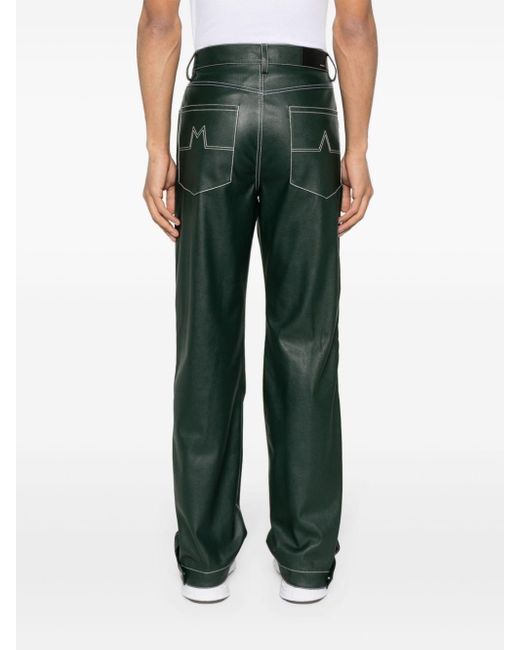 Amiri Green Logo-embroidered Straight Trousers for men