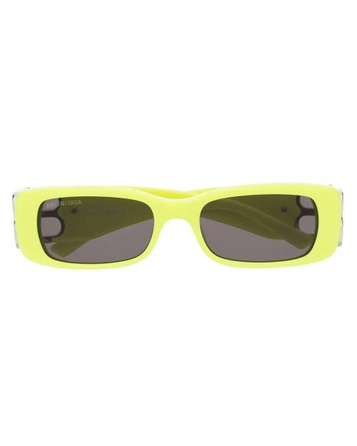 Balenciaga Yellow Logo-Plaque Rectangle-Frame Sunglasses
