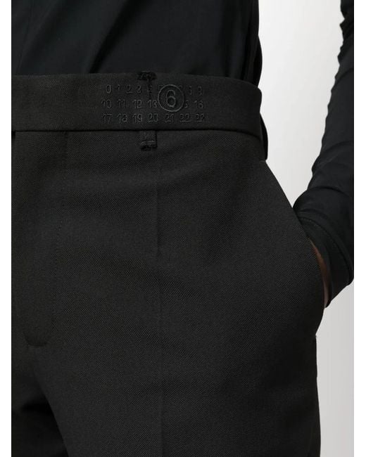 MM6 by Maison Margiela Black Number-Embroidered Tailored Trousers