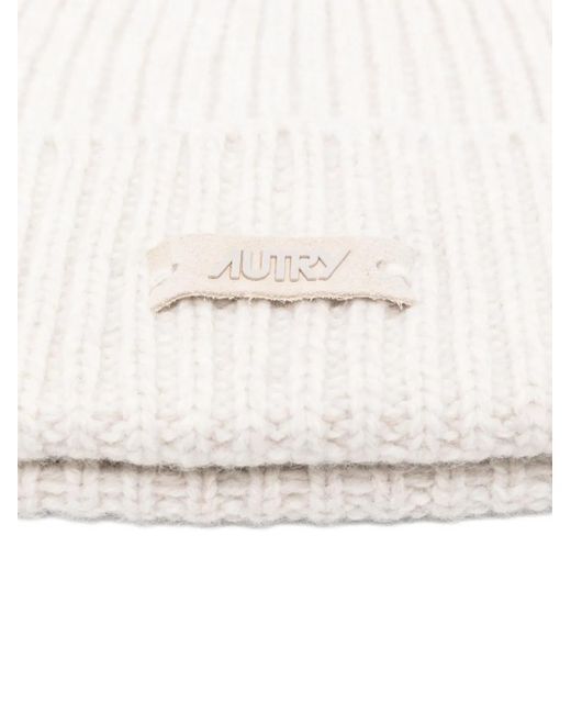 Autry White Polyamide Beanie