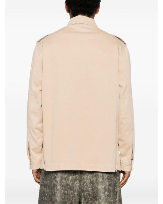 Moschino Natural Cargo Pocket Cotton Shirt Jacket for men