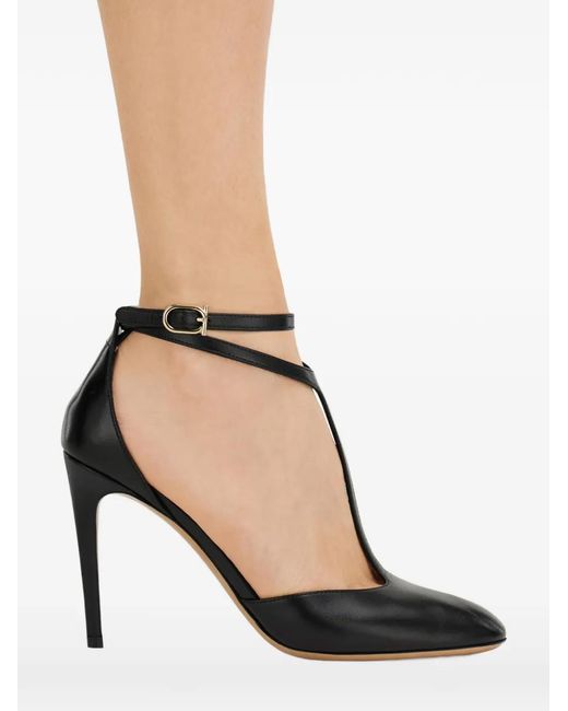 Ferragamo Black T-Strap Stiletto Pumps