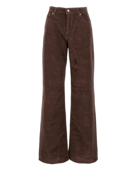 Haikure Ribfluwelen Broek Met Logopatch in het Brown