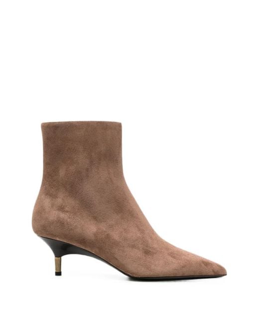 Khaite Brown Suede Pointed-Toe Ankle Boots