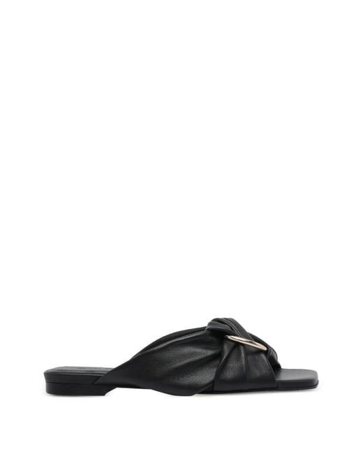 Angel Alarcon Black Ruffled-Detailing Leather Sandals