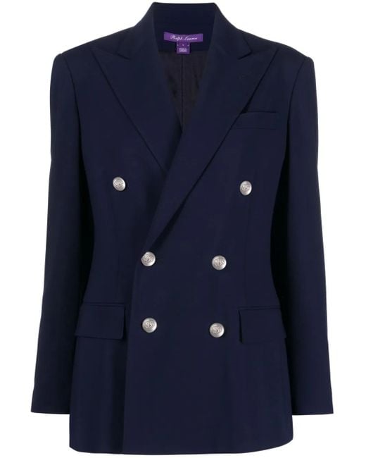 Ralph Lauren Blue Double-Breasted Button-Fastening Coat