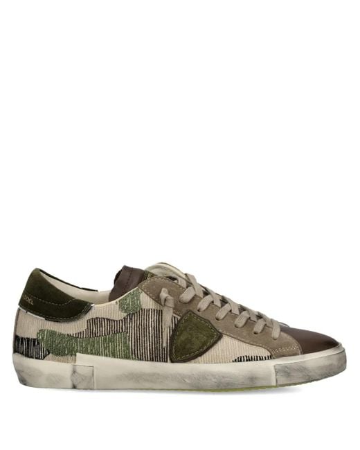 Philippe Model Brown Camouflage-Patterned Low-Top Sneakers for men