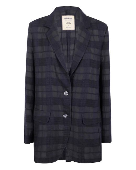 Blazer de lana a cuadros Uma Wang de color Blue