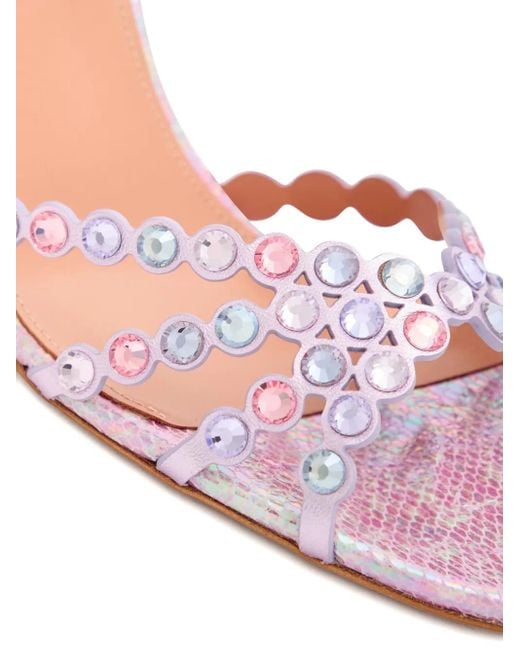 Aquazzura Pink 85Mm Tequila Crystal-Embellishment Sandals