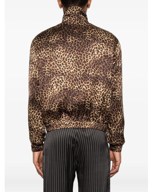 Ernest W. Baker Brown Animal-Print Zip-Fastening Jacket for men