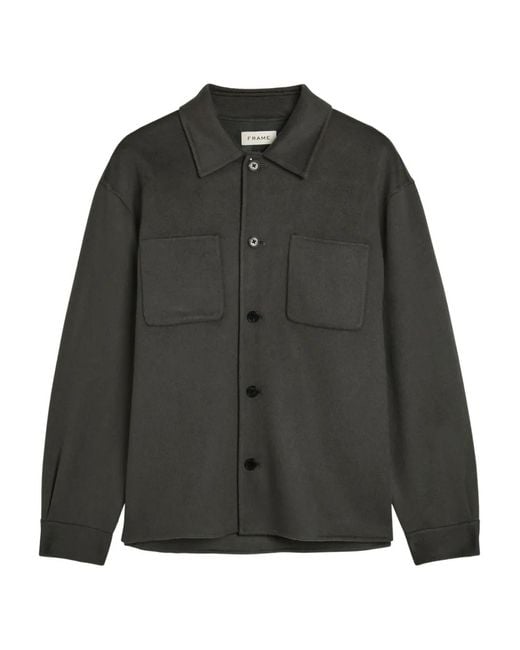 FRAME Black Trucker Wool Overshirt for men