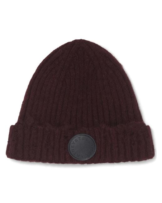 Stella McCartney ダメージ リブニット ビーニー Purple