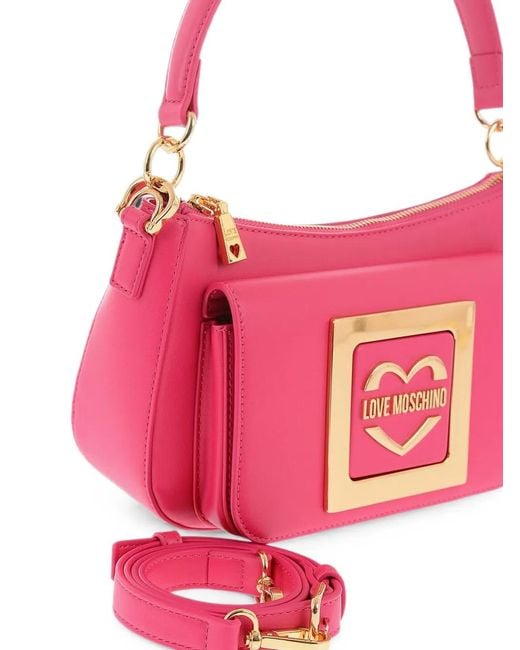 Moschino Pink Logo-Plaque Shoulder Bag