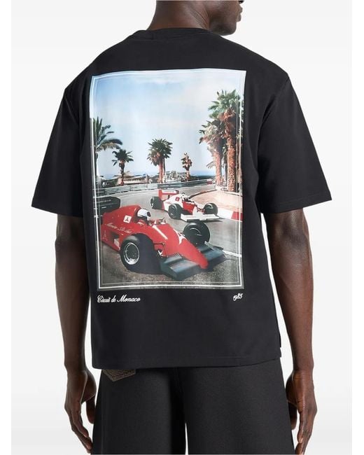 Manière De Voir Black Circuit De Monaco Cotton T-Shirt for men