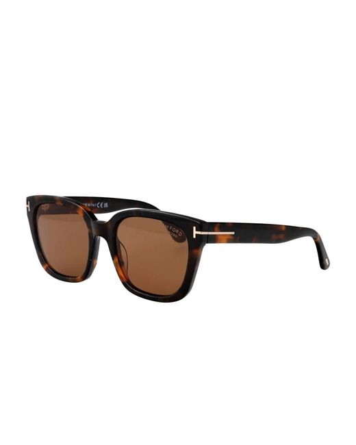 Tom Ford Brown Square-Frame Tortoiseshell Sunglasses