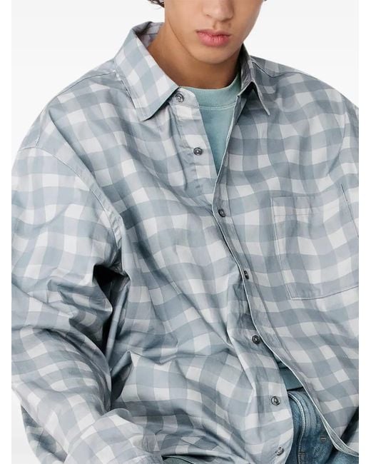 Axel Arigato Blue Distort Gingham Pocket Shirt for men