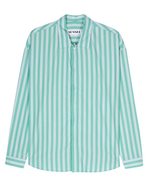Sunnei Green Striped Cotton Shirt