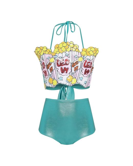 Brigitte Bardot Blue Sequin-Embellished Bikini