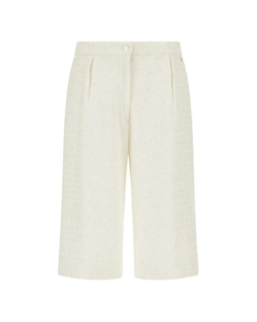 Herno White Tweed Turn-Up Shorts