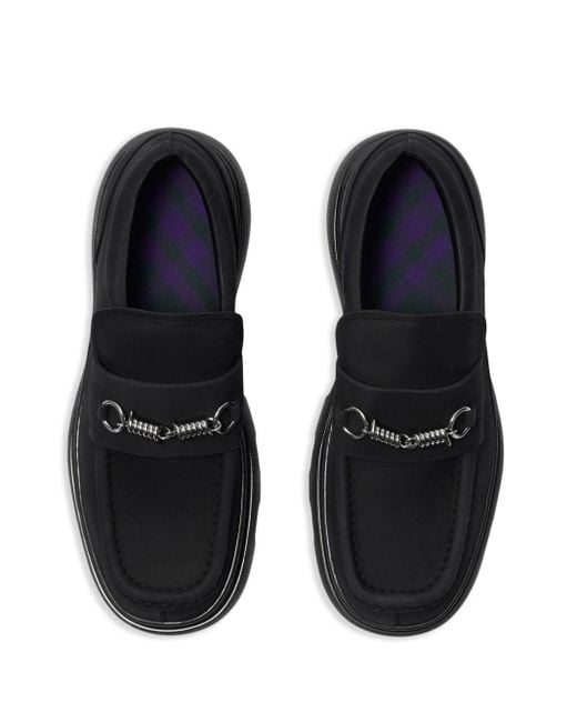 Burberry Black Barbed-wire Detail Nubuck Loafers for men