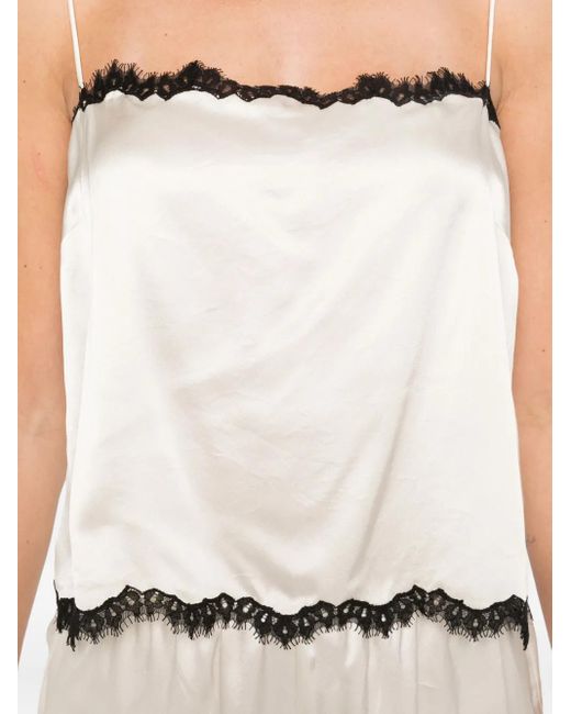 Doen Kanten Top Met Vierkante Hals in het White