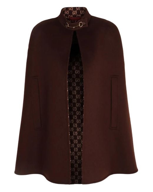 Gucci Brown Horsebit Cape aus Wollgemisch