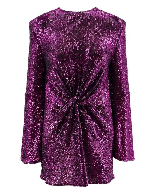 Nervi Purple Crystal-Embellished Mini Dress