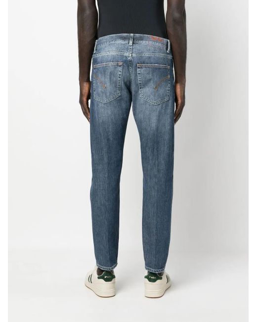 Dondup Blue Mid-Rise Tapered Jeans for men