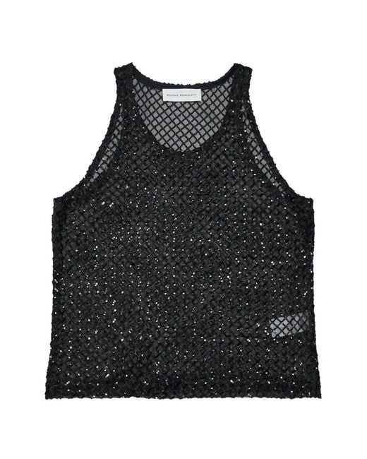 Niccolò Pasqualetti Black Sequin-Embellished Mesh Top