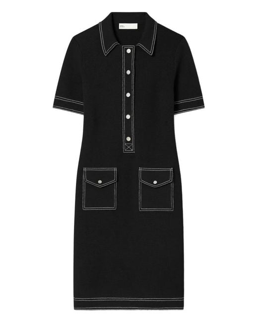Tory Burch Black Topstitch Mini Dress