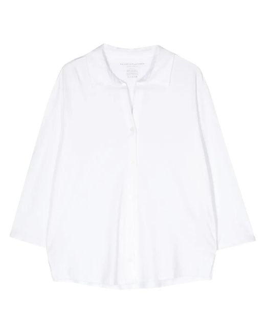 Majestic Filatures White Three-Quarter Sleeve Shirt