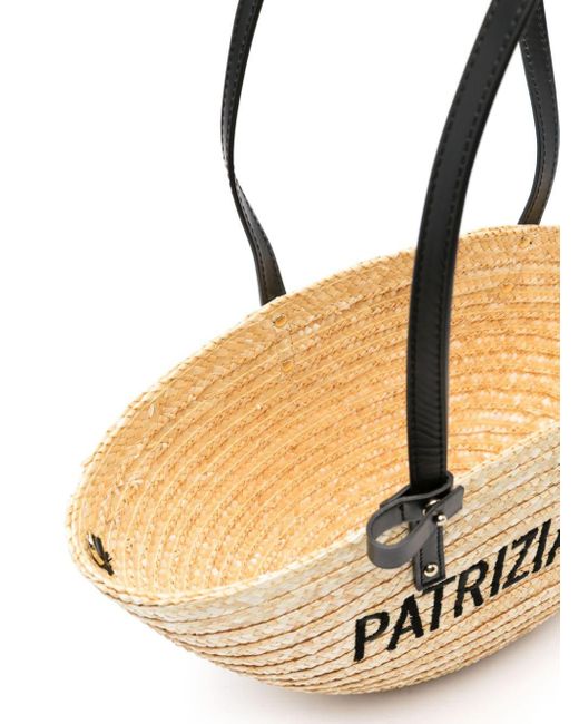 Patrizia Pepe Natural Logo-embroidered Tote Bag