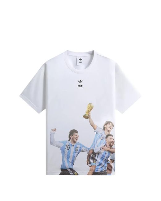 Kith White X Adidas Messi World Cup-Print T-Shirt for men